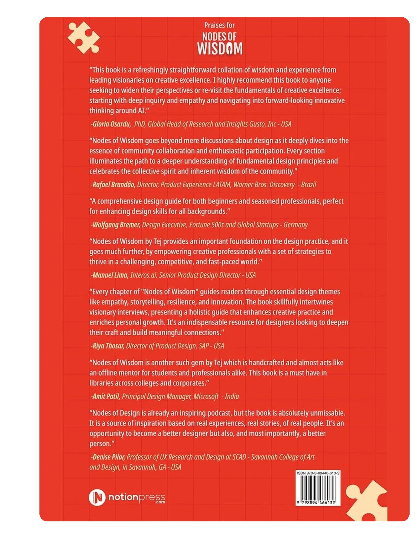 Back cover of Nodes of Wisdom by Tejj